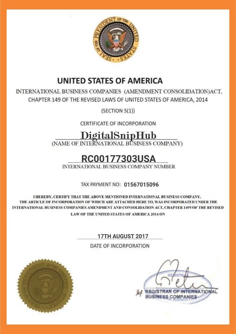 DigitalSnipHub Certificate